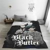 Black Butler Japanischer Anime Kuroshitsuji Decken Flanell Sommer Atmungsaktiv Weich Überwurfdecke für Sofa Auto Bettbezug