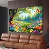 Nature Scenery Flower and Butterfly Tapestry Spring Forest Wall Art for Aesthetic Room and Nursery Decor