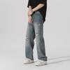 LKTM Men's Ripped Jeans: Summer New Style, Retro Washed, American Trend, Straight Fit.