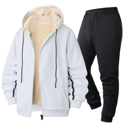 GUTHONG Winter Sweatshirt Jersey with and Long Solid Plus Sizes Casual Outerwear and Size for Autumn and Winter Men's Set, Fleece-Lined Zip-Up Hoodie,