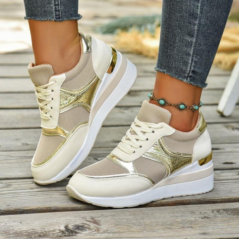 2026 Autumn New Fashion Wedge Sneakers Women Lightweight Non Slip Casual Sports Shoes Woman Thick Sole Lace Up Chunky Sneakers
