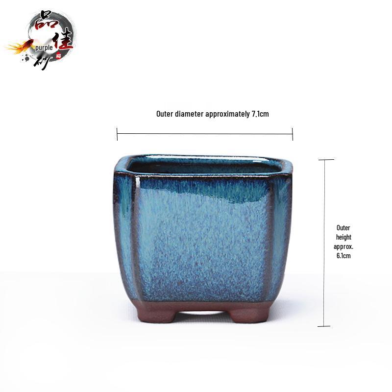 Korean Style Glazed Ceramic Bonsai Pot - Mini Breathable Yixing Zisha for Succulents