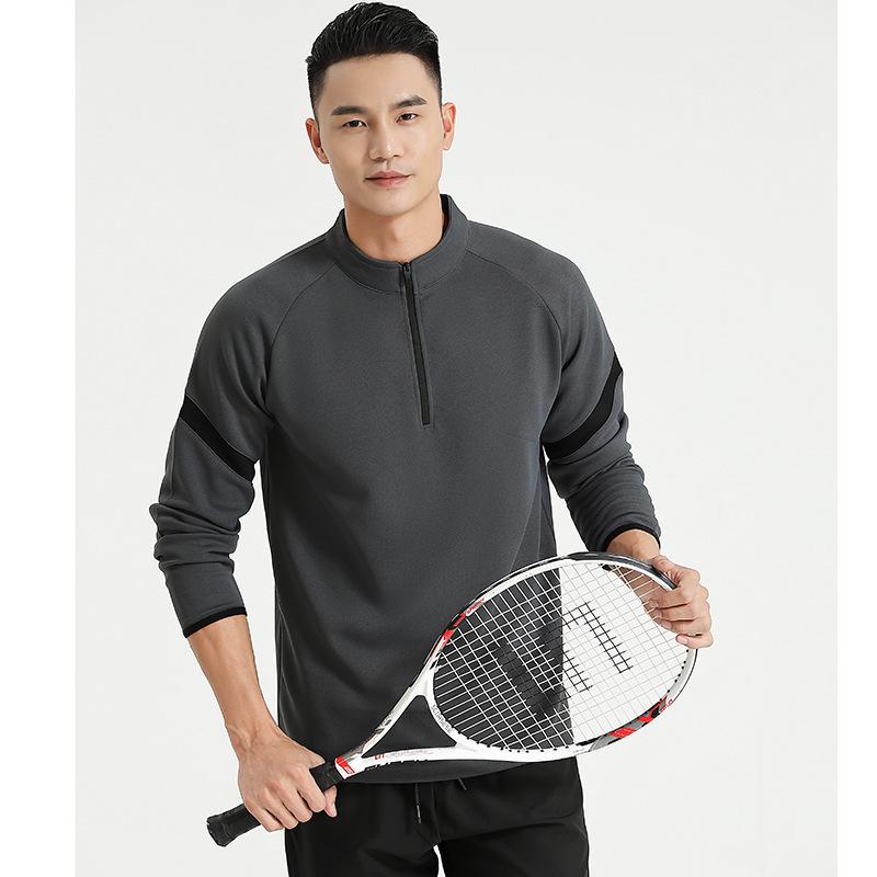 Spring 2024 Men's Half-Zip Long-Sleeve Fitness Sweatshirt for Running and Training
