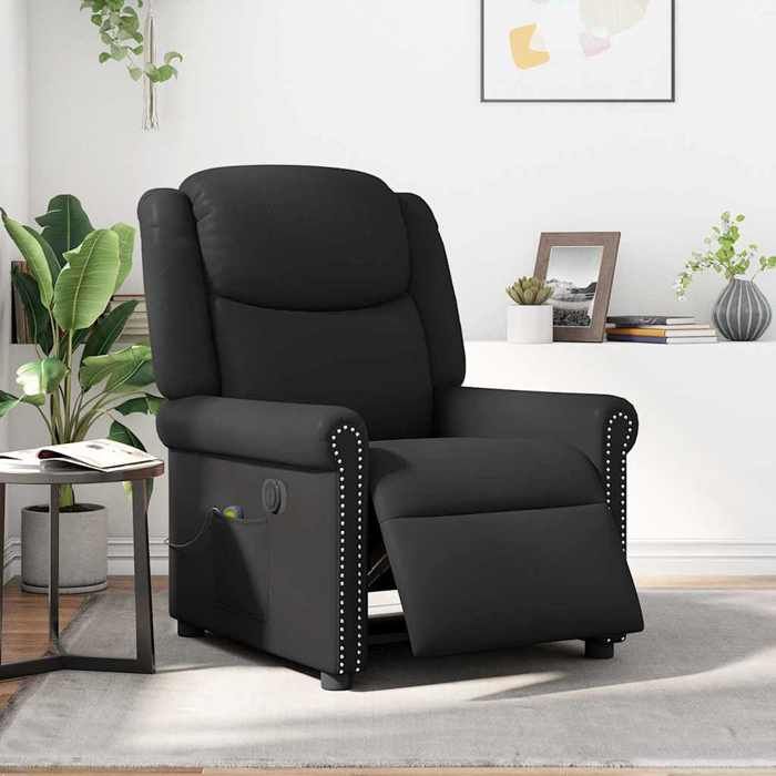 VidaXL Electric Reclining Massage Chair Shiny Black Faux Leather, Electric Massage Chair, Recliner 3303416