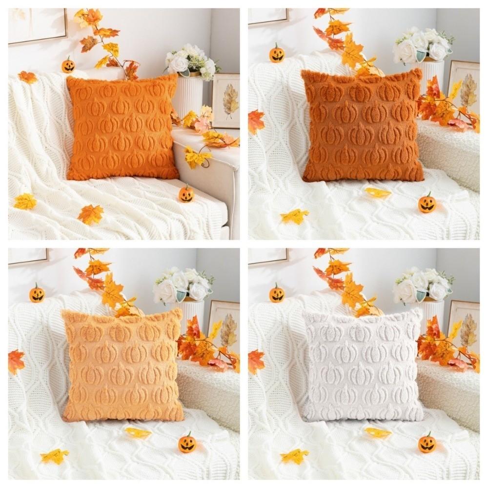 New Halloween Throw Pillow Covers 18x18 Inch Soft Warm Faux Wool Cushions Pumpkin Pattern Pillow Cases Holiday Decor