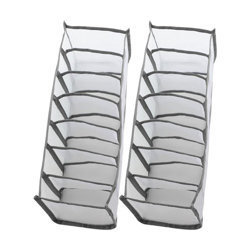 Foldable Sturdy Nylon Wardrobe Closet Divider Set of 2 Grids Clothes Organizers Home Accessory for Jeans and Sock