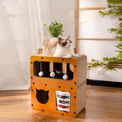 Door Curtain Double Layer Cat Head Cat Scratching Board Corrugated Paper Wear-resistant and Scratch-resistant Integrated Cat House