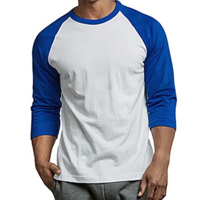 Men Raglan Long Sleeve Baseball T Shirt Crew Neck Color Block Casual Contrast Sleeve Tee