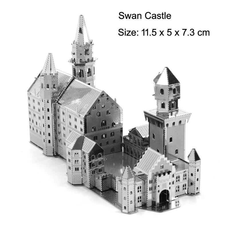 3D Metal Puzzle Architecture Series: Eiffel Tower, Lighthouse, White House, Sleeping Beauty Castle Assembly Model Birthday Gift.