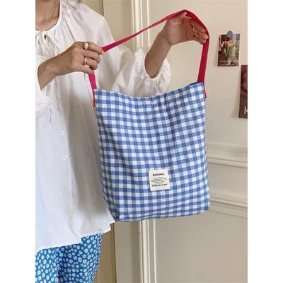 Small Fresh Plaid Canvas Messenger Bag Suitable for College Students To Carry In Class Shoulder Bag Shopping Messenger Bag Bag