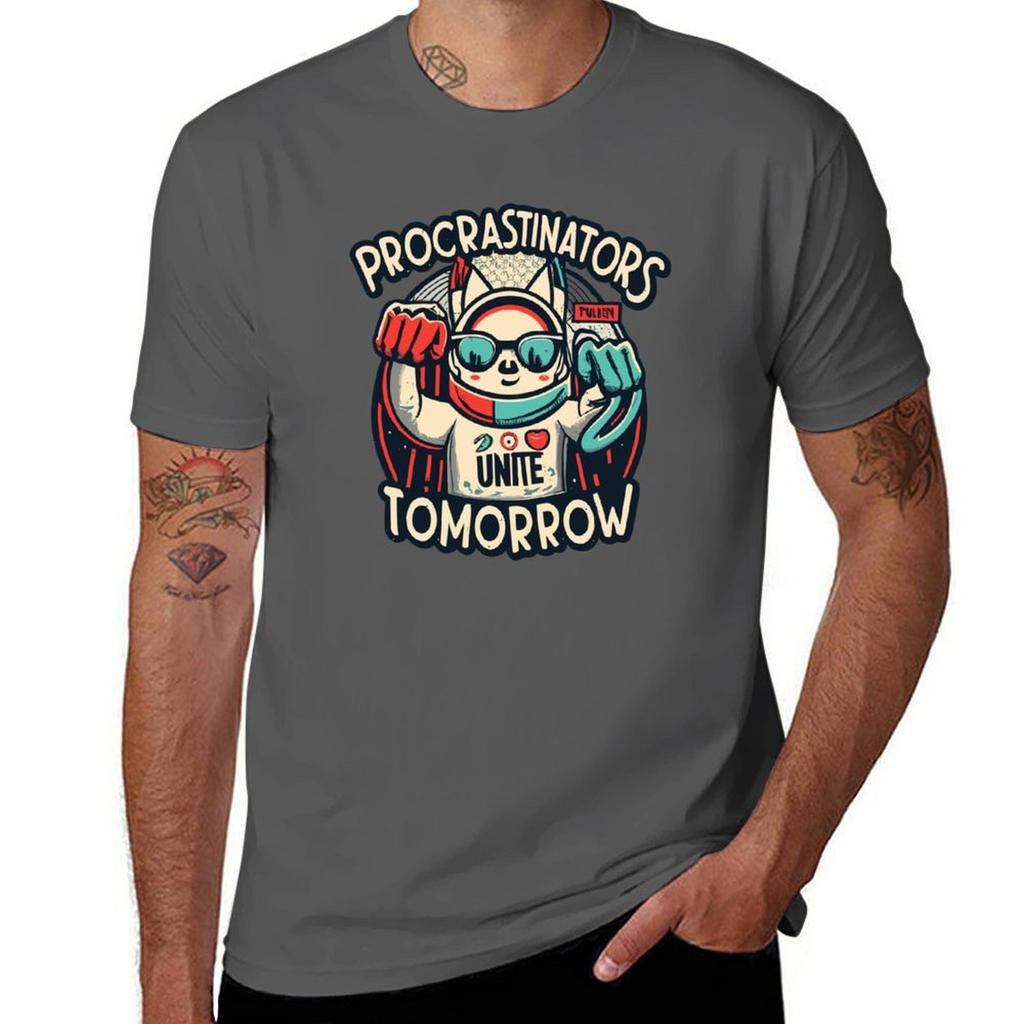 Aufschieber vereinigt euch morgen T-Shirt Lässiges lockeres T-Shirt mit kurzen Ärmeln
