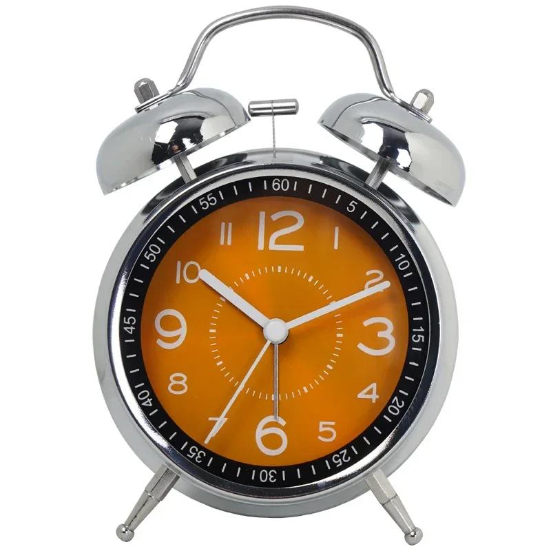 Iron Art Silent Quartz Alarm Clock for Kids Creative Glow Pointer Table Clock Fashionable Desktop Decor