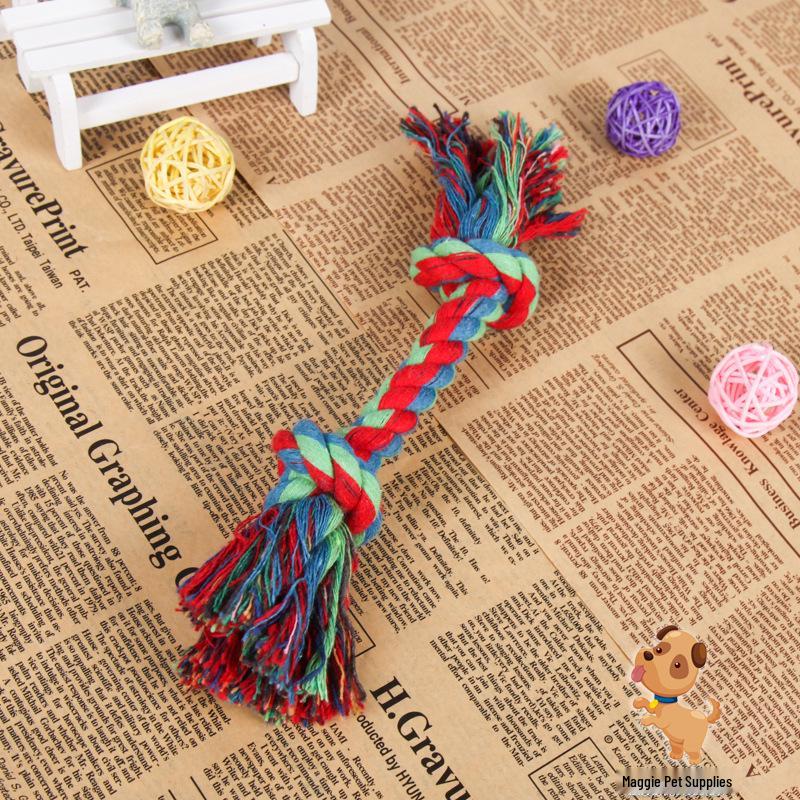 Three-Strand Woven Cotton Rope Dog Toy: Teething & Tugging Leash with Pocket-Drawstring Pants Cord.