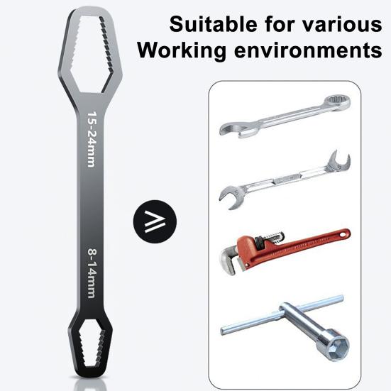 Universal Self Tightening Wrench High Carbon Steel Adjustable Wrench with Long Handle Car Bike Repairs Multi-Angle Fastener Tool