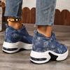 Fashion Chunky Platform Sneakers for Women Thick Bottom Casual Sports Shoes Woman Blue Denim Wedge Heel Cushion Sneakers 35-42