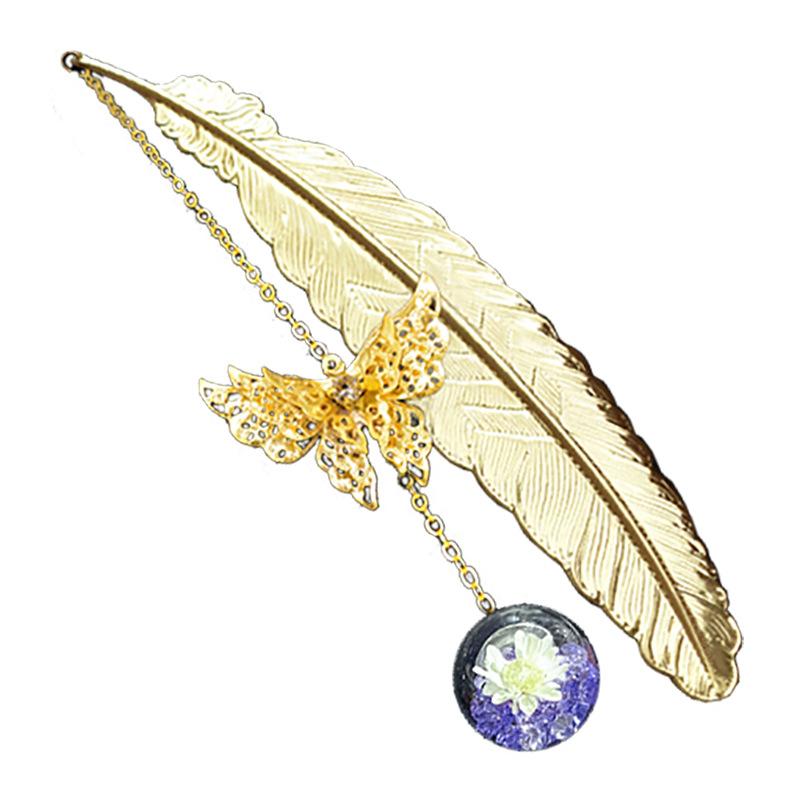 textureChinese Style Metal Bookmark Creative Immortal Dried Flower Butterfly Leaf Student Bookmark Teacher's Day Gift