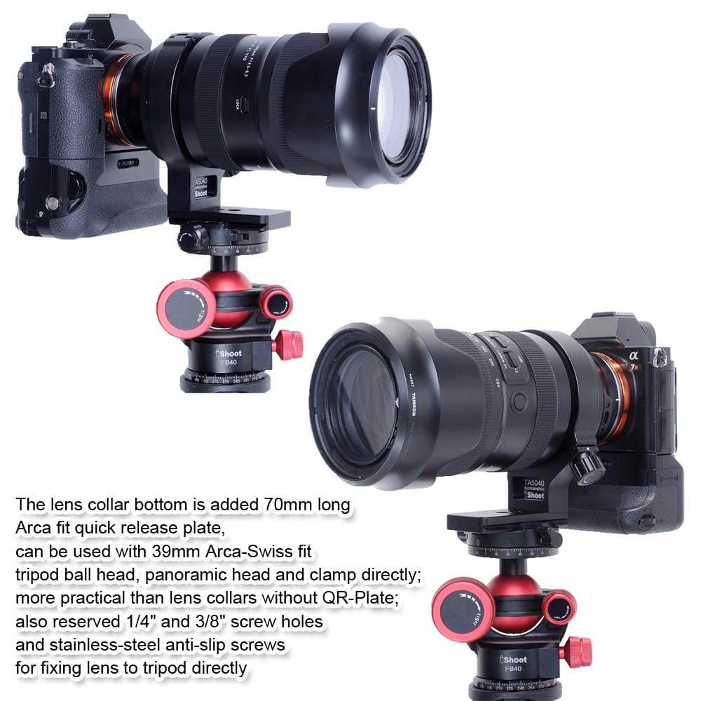 iShoot Metal Camera Tripod Mount Tripod Mount Lens Support Lens Bracket Tripod Compatible with Tamron Di III VXD Bottom Quick Release Plate with Screw
