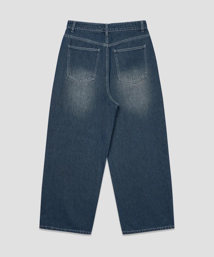 AGOD Washed Vintage Wide Balloon Denim Pants [Sand Indigo]
