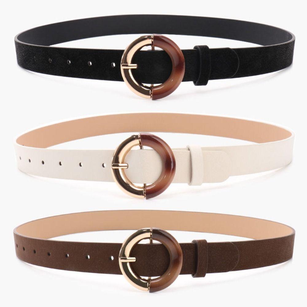 Alloy Metal Buckle Fashion Waist Belt PU Leather Faux Leather Belt Simple Dress Belt  For Women