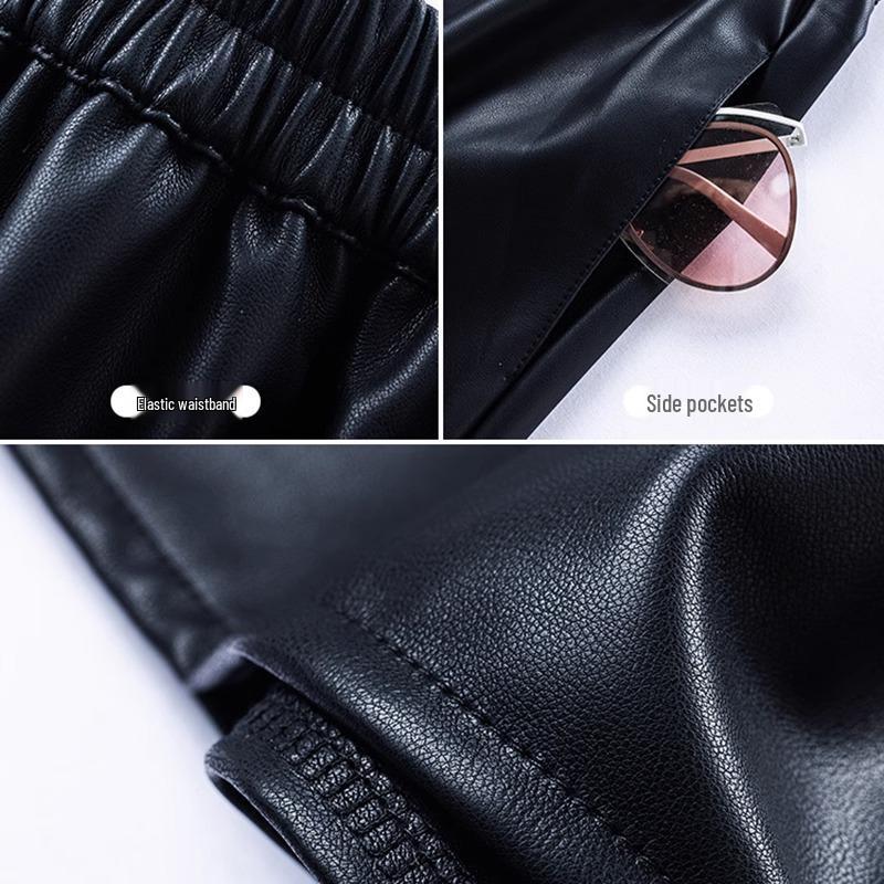 Hepburn Style A-Line Matte PU Leather Skirt: Retro Mid-Length, Elastic Waist, Large Swing, Autumn/Winter