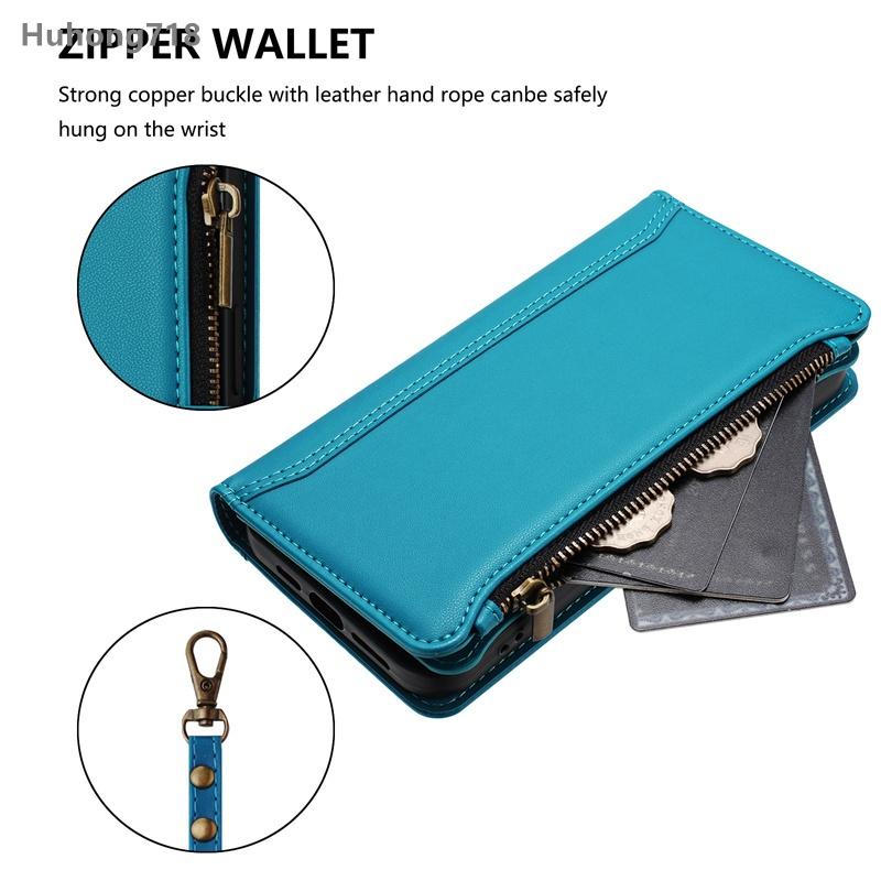 Zipper Leather Case For Redmi 6 7 8 9 Power 10 Prime Plus 2022 11 12 13 6A 8A 9T 9A 9i 9C Nfc 9AT 10A 10C 10X 11A 12C 13X 4G 5G Wallet Cover Casing