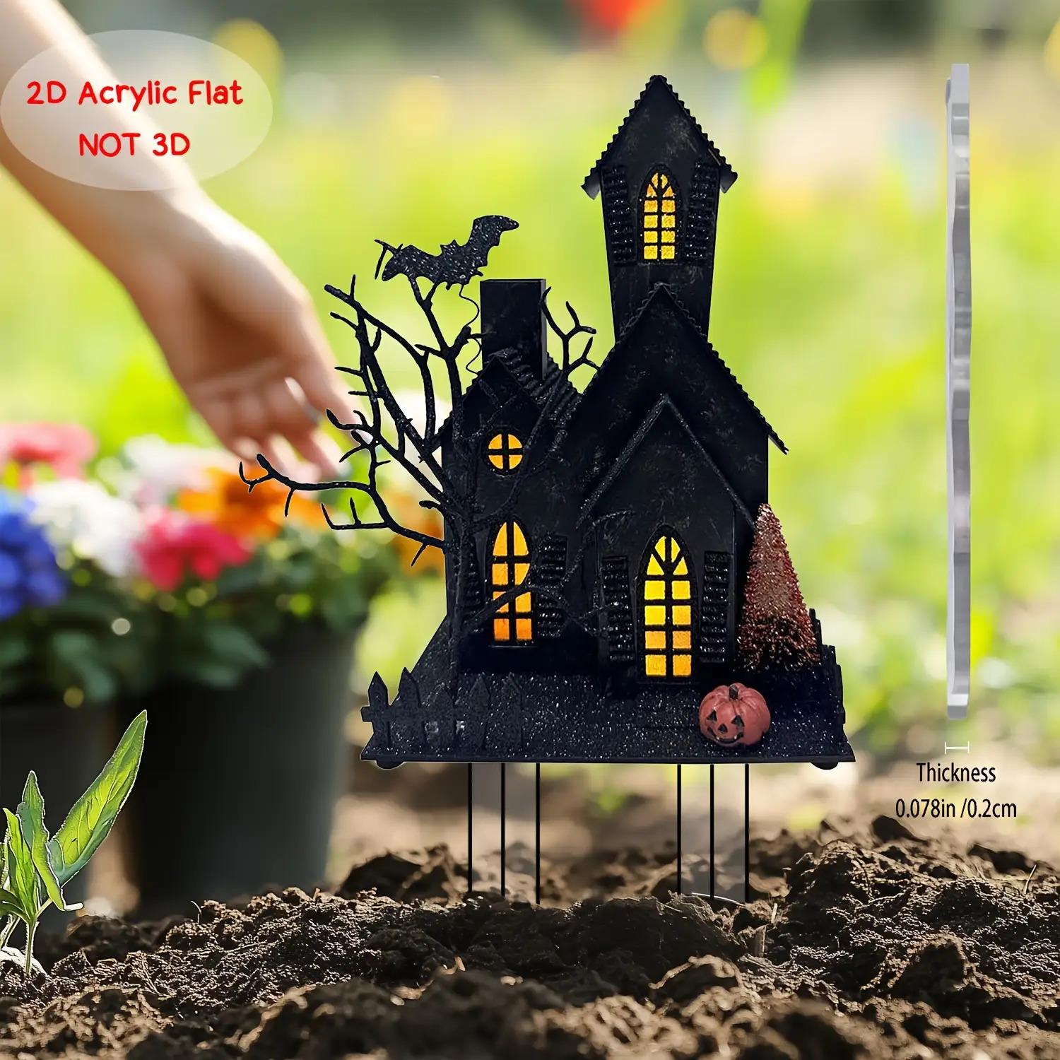 1PC Flat Halloween Gothic Castle Decoration Piles, Indoor and Outdoor Acrylic Ornaments,