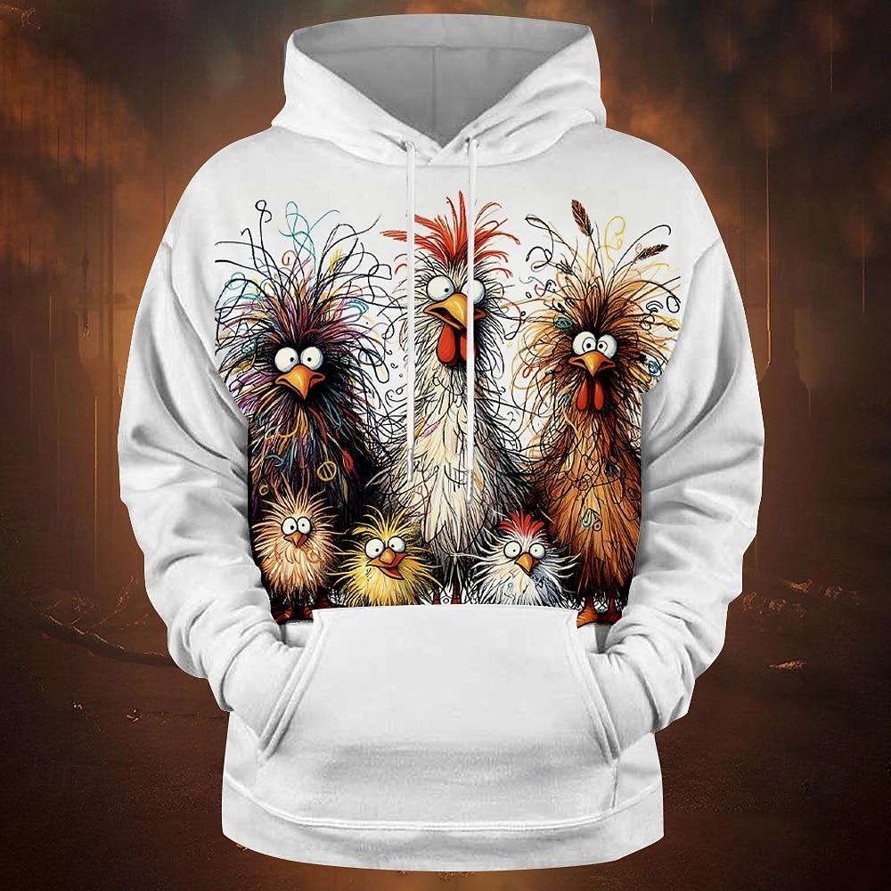 Men s Rooster Hoodie Hoodies Sweatshirt Fashion Casual Long Sleeve Hooded Sports M