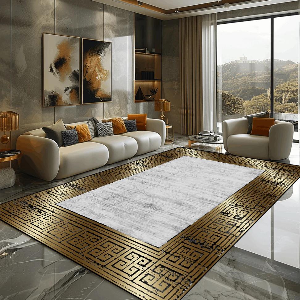 Złoty Marmur Dywan Luksusowa Dekoracja Sypialni Dywany Wielkopowierzchniowe Dywaniki Boczne do Sofy do Salonu Miękka Antypoślizgowa Mata Podłogowa do Salonu