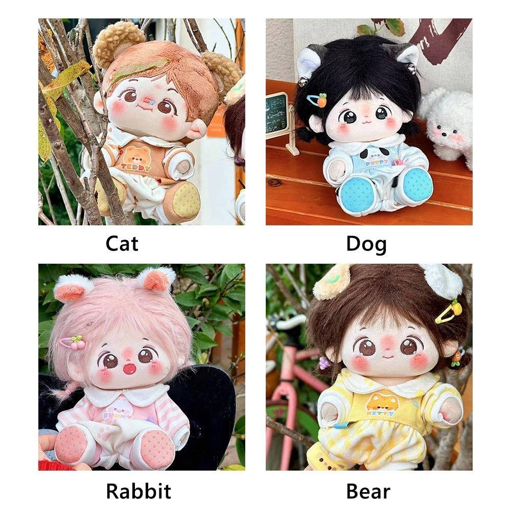 20CM Cartoon Animal Jumpsuits Multicolor Doll Pajamas Kawaii Doll Clothes Cotton Stuffed Doll