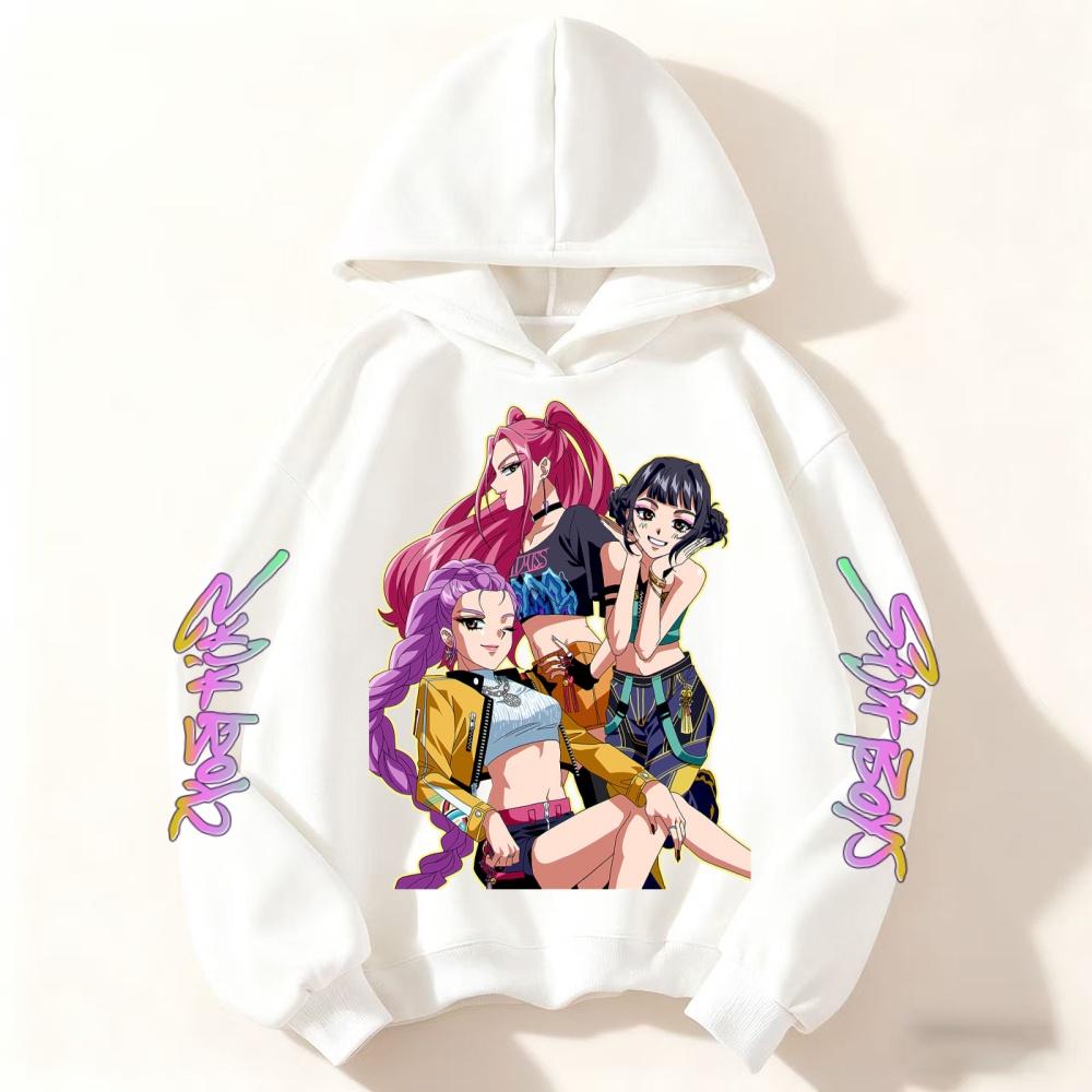 KPop Demon Hunter Girls Autumn and Winter Hooded Sweatshirt Children Girl Children's Tops Cute Long-sleeved Coat