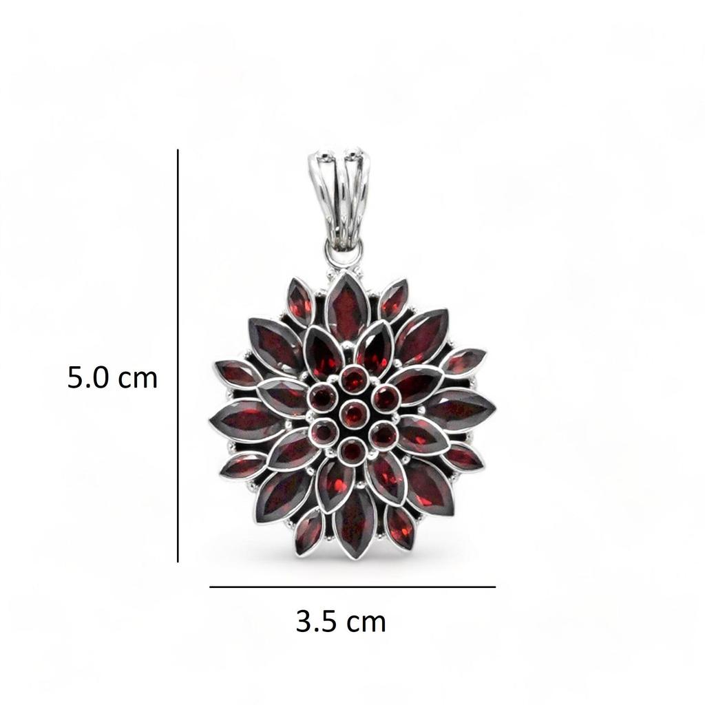 Sterling Silver Flower Pendant: Amethyst, Peridot & Citrine Gemstone