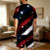 Men's Two Piece Sleepwear Set Short Sleeve Top and Shorts Lightweight Comfortable Soft Fabric Lounge Pajama Set for Summer Homewear