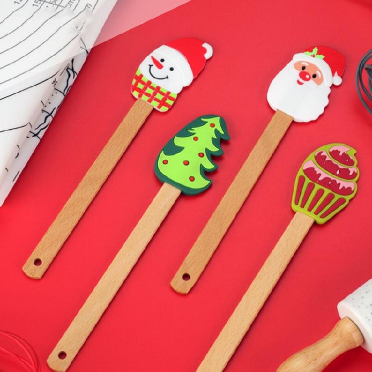Non-Stick Spatula Xmas Theme Snowman Santa Claus Tree Shape For Baking Tools