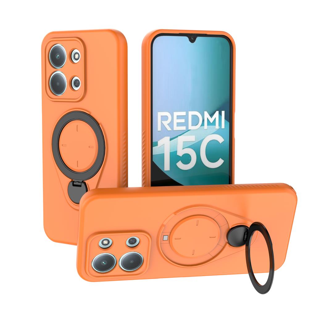 360° Rotating Magnetic Stand Phone Case For Redmi 15C 4G 5G Redmi 15 Note 15 Wireless Charging Armor Shockproof Protective Cover