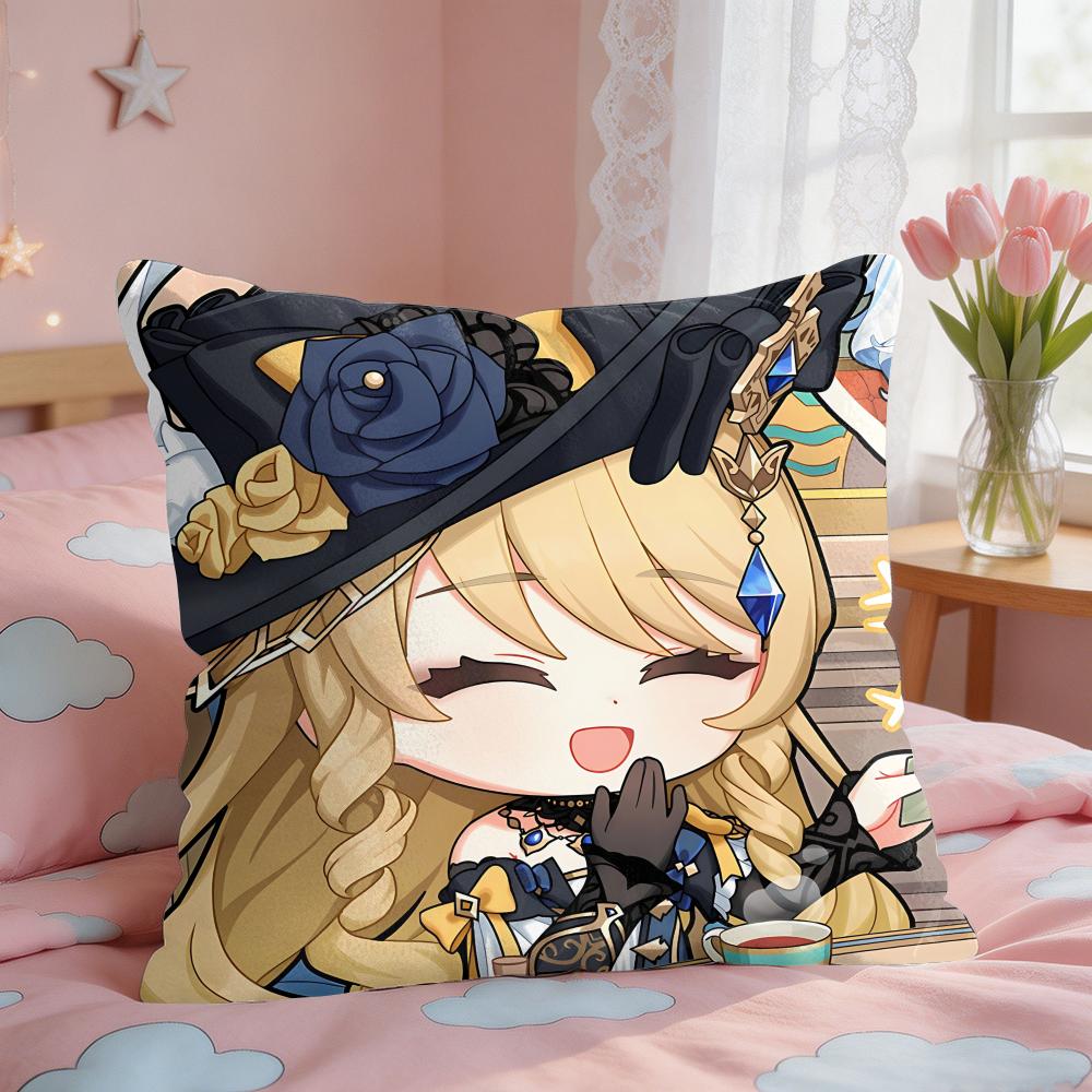 Navia Cute Genshin Impact Cushion Cover Square Short Plush Pillow Case Living Room Sofa Home Decor Funda X