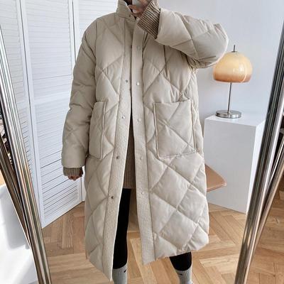 Manteau d'hiver Long pour femme, veste Parka surdimensionnée à col montant
