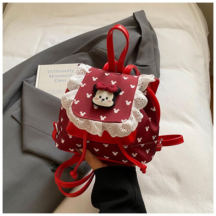 Mickey Mouse Kids Mini Backpack Pu Cartoon Pattern School Bag For Girls