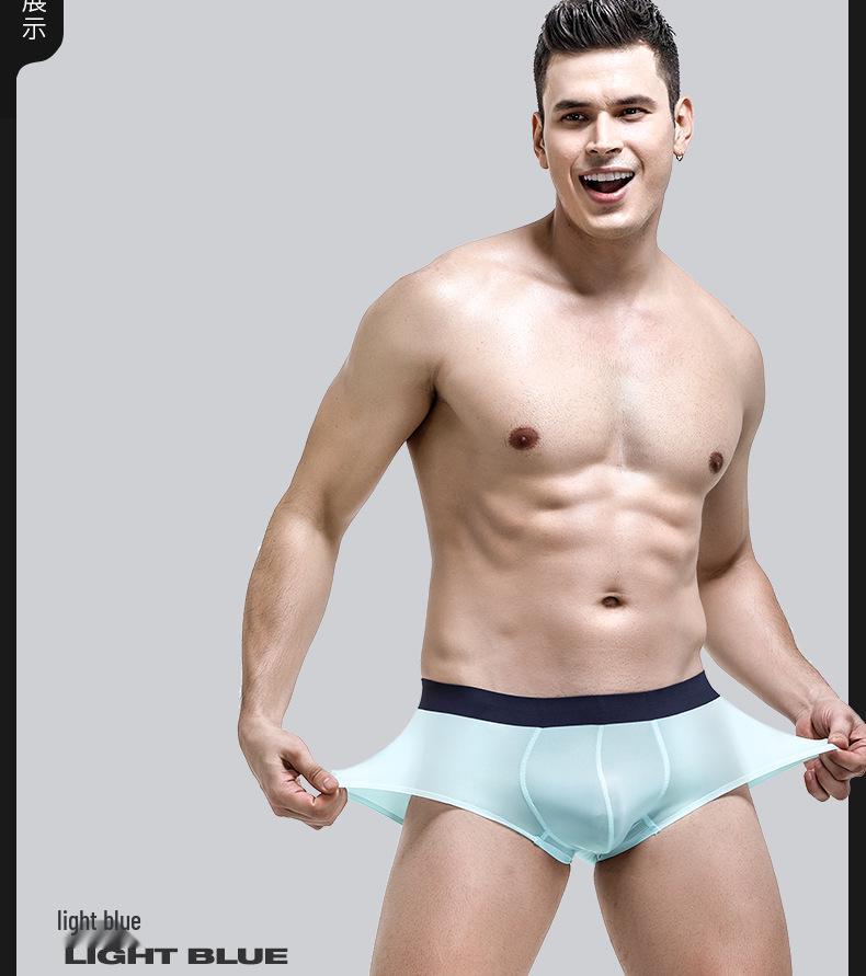 Men's Seamless Ice Silk Triangle Briefs - Breathable, Thin, Mid-Waist Sports Underwear for Summer