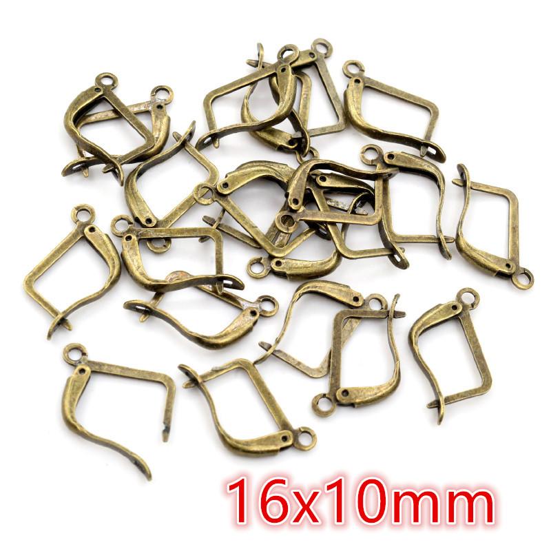 17*11mm 50pcs High Quality 5 Colors Plated Brass French Earring Hooks Wire Settings Base Settings Whole Sale