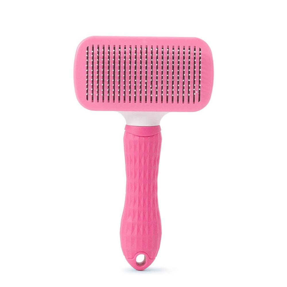 Practical Automatic Pet Hair Remover Brush Non-slip Handle Plastic Dog Hair Brush Stainless Steel Dogs Cleaning Comb Grooming