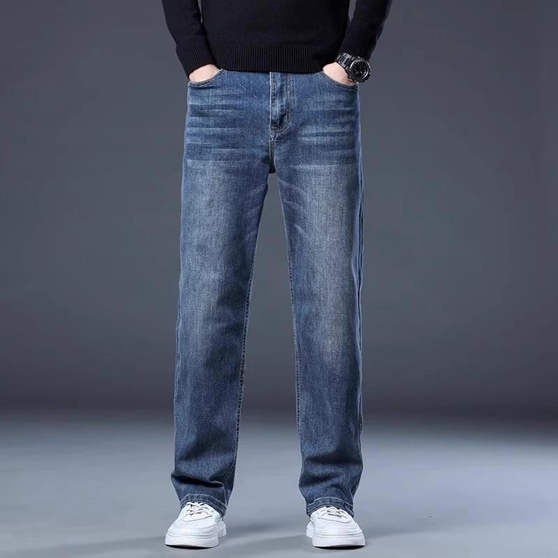 

Весна и осень зима новые мужские обычные джинсы облегающие прямые эластичные деловые универсальные длинные брюки 34