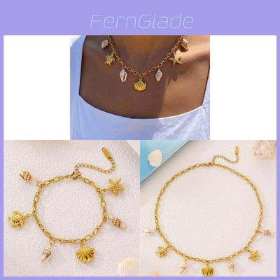 Geometric Shell Pendant Necklace For Women With Stainless Steel Chain For Daily Wear