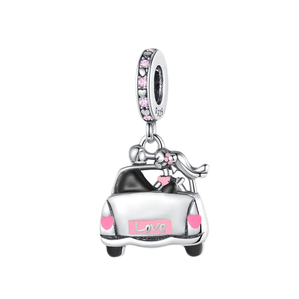 Sweet 925 Silver Car Charms Bicycle Pumpkin Carriage Ring Beads Pendant Fit Bracelet Necklace DIY Jewelry Gift