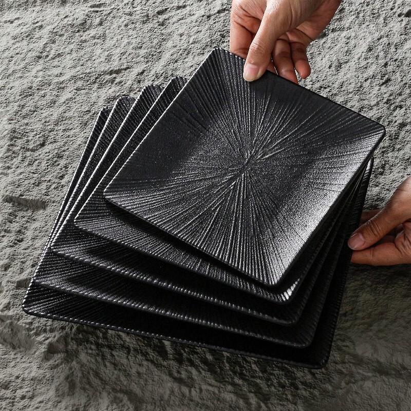 Black Melamine Rectangular Fast Food Plate