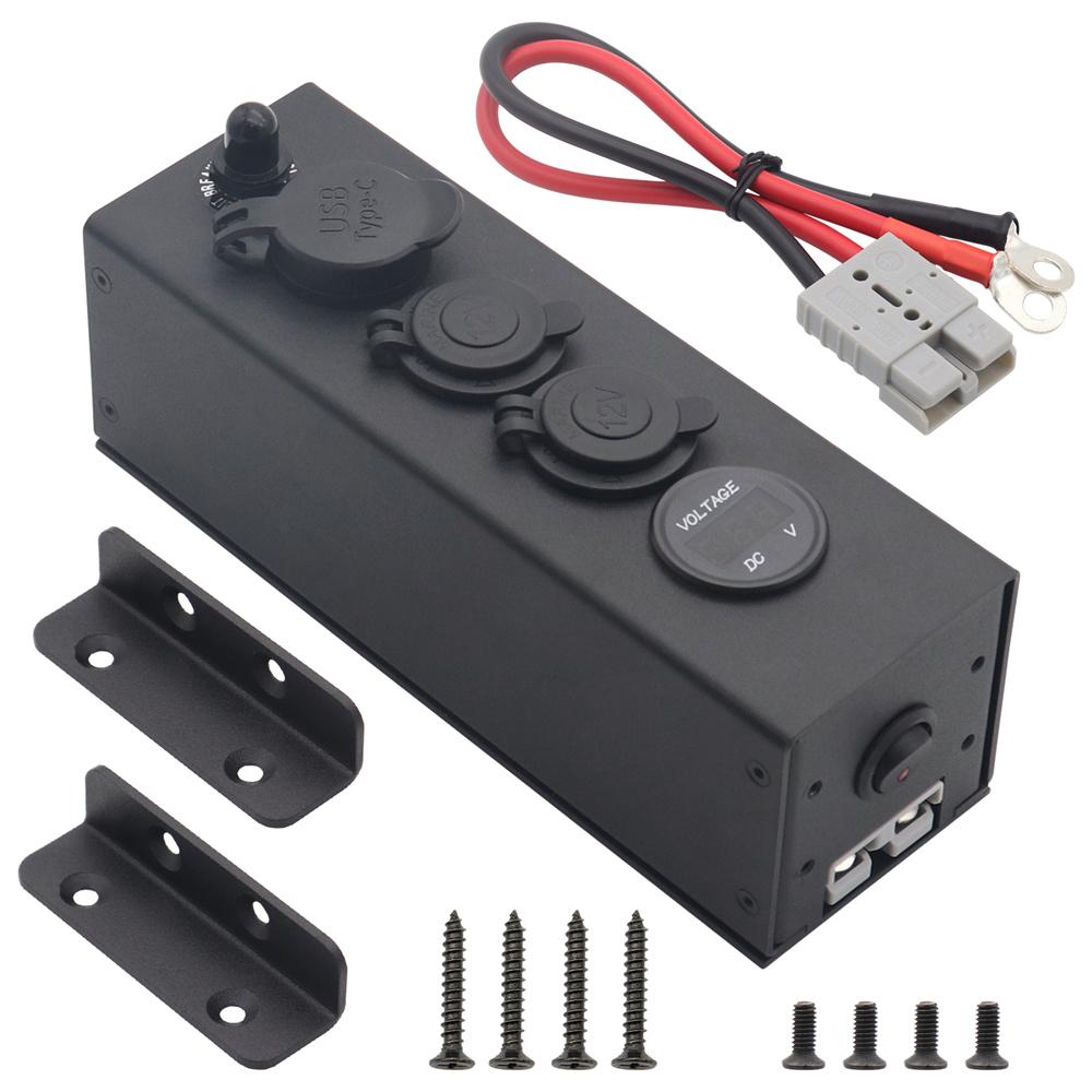 

1 комплект 12/24 В Блок управления с силовыми розетками USB+TYPE-C Штекер Anderson