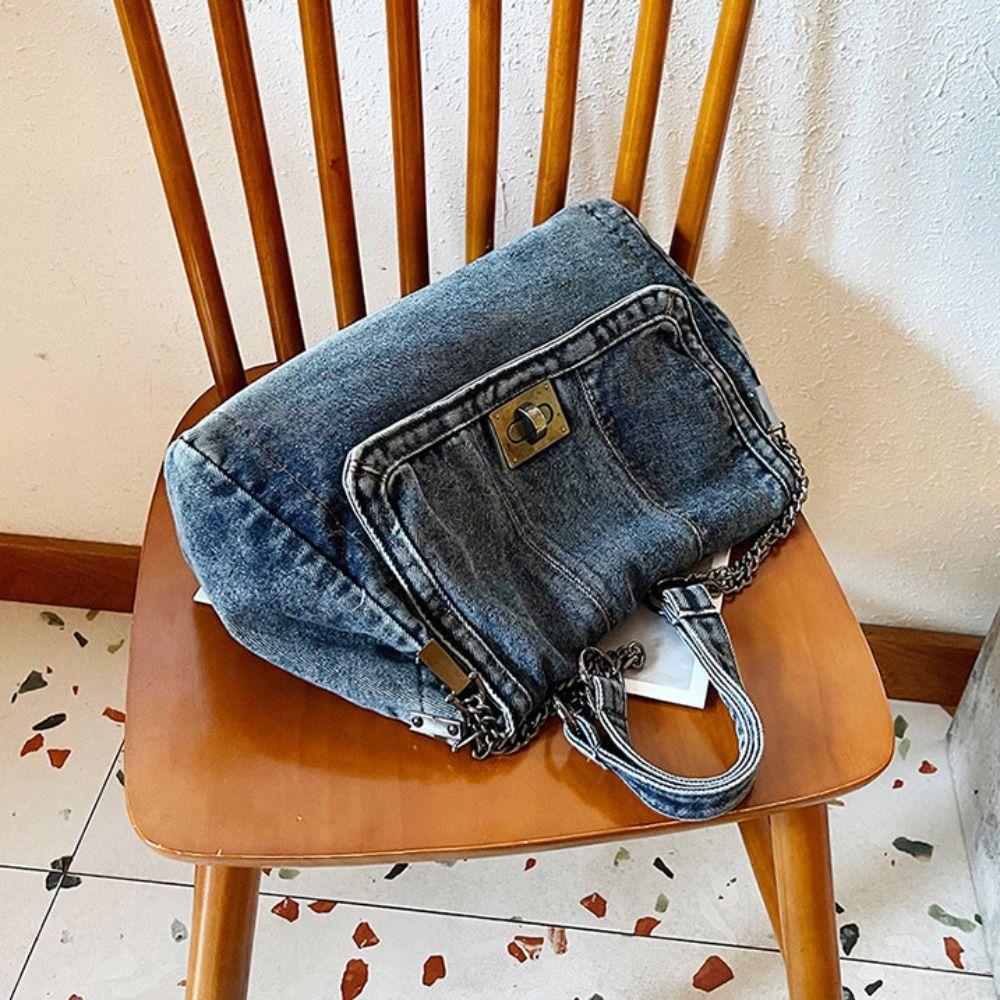 Shoulder Bag Vintage Handbag Street Style Solid Crossbody Bag Denim Canvas Bag Streetwear