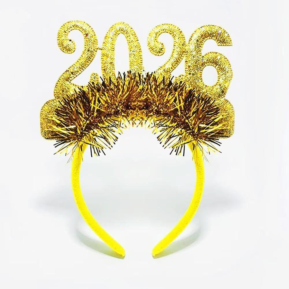 Pailletten 2026 Frohes Neues Jahr Stirnband Niedlicher Neujahrs-Dekokopfschmuck Maskerade-Party