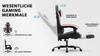 Gaming Chair with Lumbar Support, Breathable PVC Leather, Comfortable Computer, Load Capacity 200KG, Seat Height and Backrest Adjustable Black-Pink