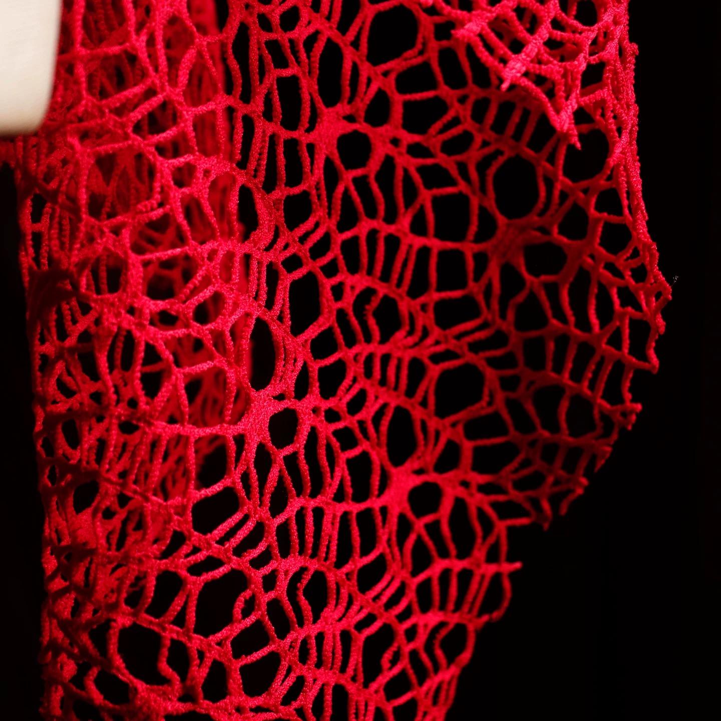 

Irregular Hollow Out Mesh Gauze Fabric DIY Creative Dress Clothing Designer Fabrics Fashion Background Decoration Material 170cm&1m красный