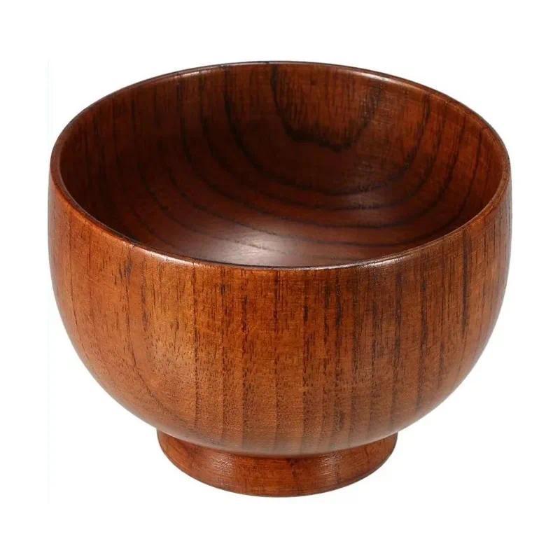 1pc Japanese Style Wooden Bowl Soup/Salad Rice Bowls Natural Wood Tableware